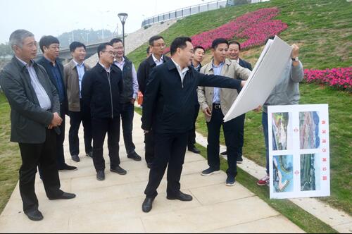 上饒市人大副主任、鄱陽縣縣委書記張禎祥蒞臨新昌南湖西河濕地公園項目